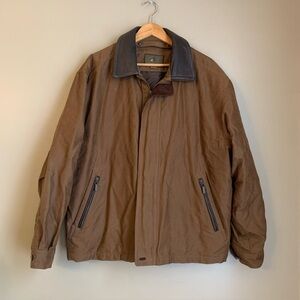 Rainforest Jacket Mens XL Leather Collar Microfiber Cotton Removable Liner Coat